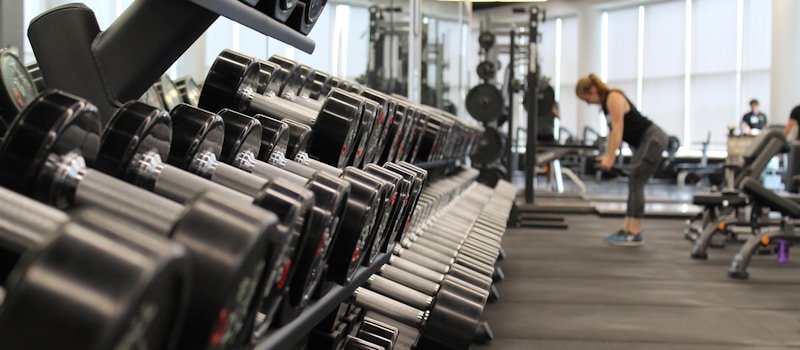 Person exercising in a gym setting